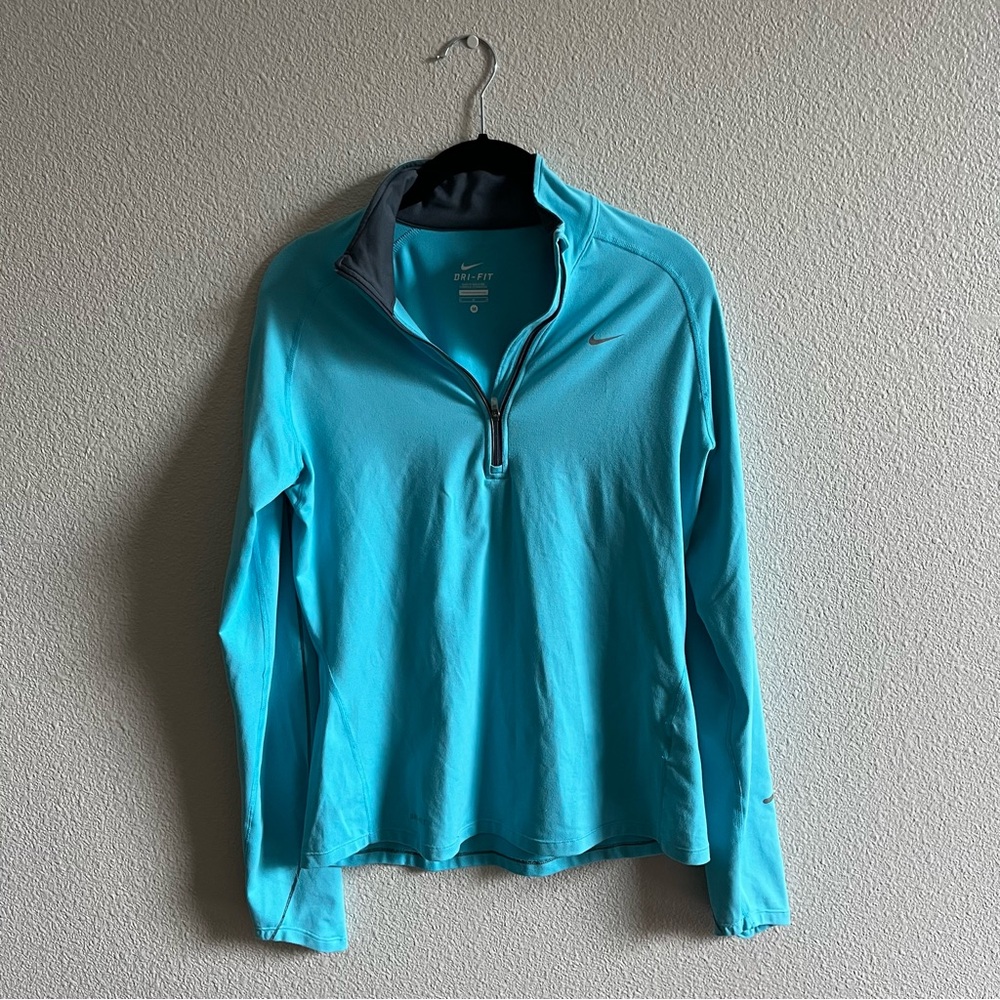 Nike Dri-FIT Turquoise 1/4 Zip Pullover Women’s Running Athletic Top Medium - Picture 3 of 9